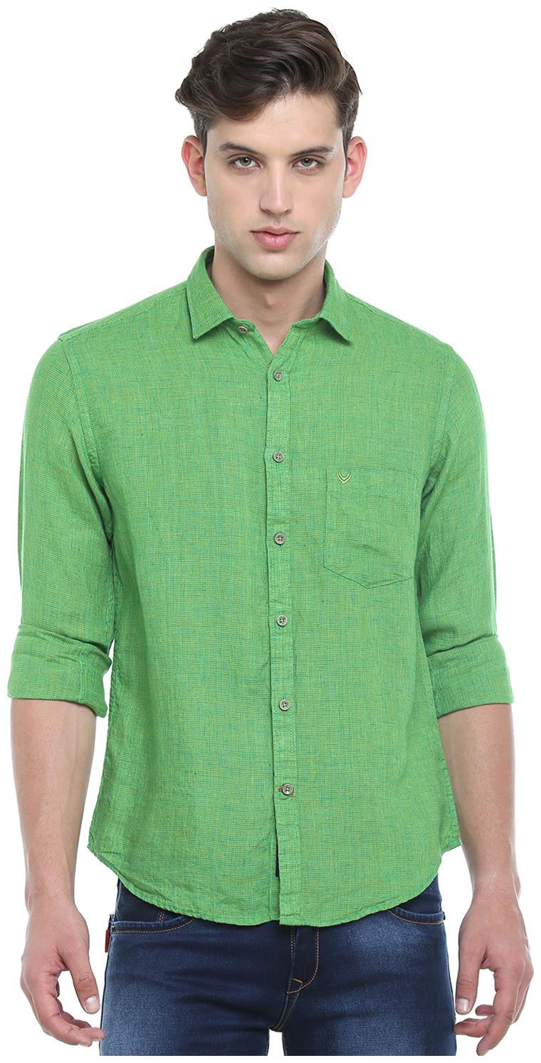 

Linen Club Men Green Checked Regular Fit Casual Shirt