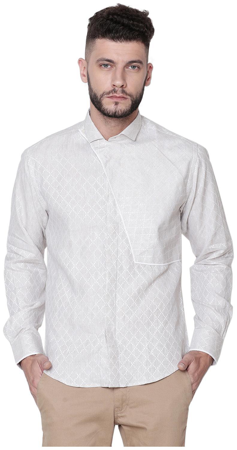 

Linen Club Men Grey Geometric Regular Fit Casual Shirt