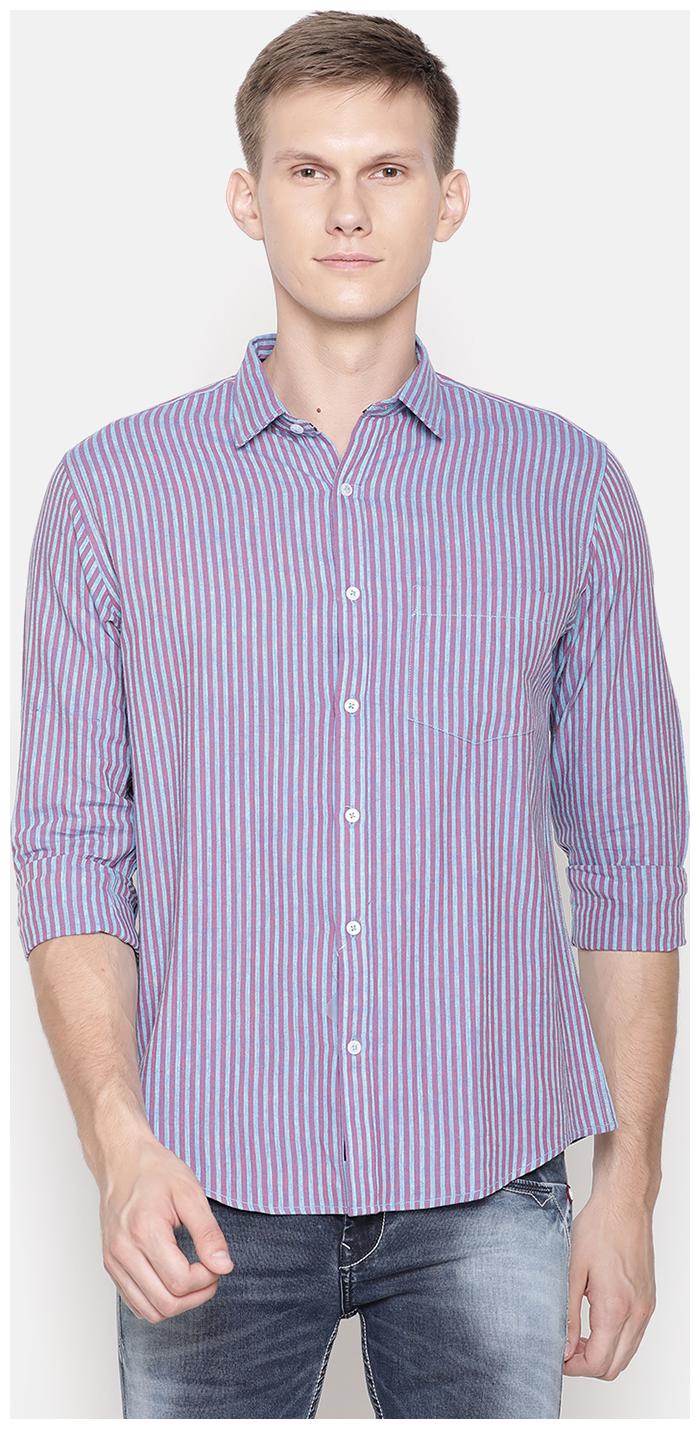 

Linen Club Men Purple Vertical Stripes Regular Fit Casual Shirt
