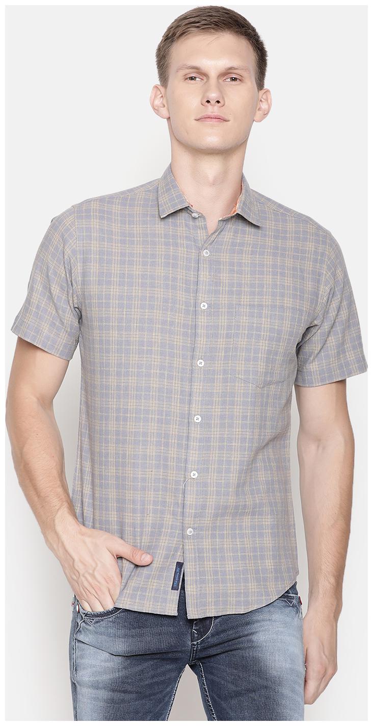 

Linen Club Men Grey Checked Regular Fit Casual Shirt