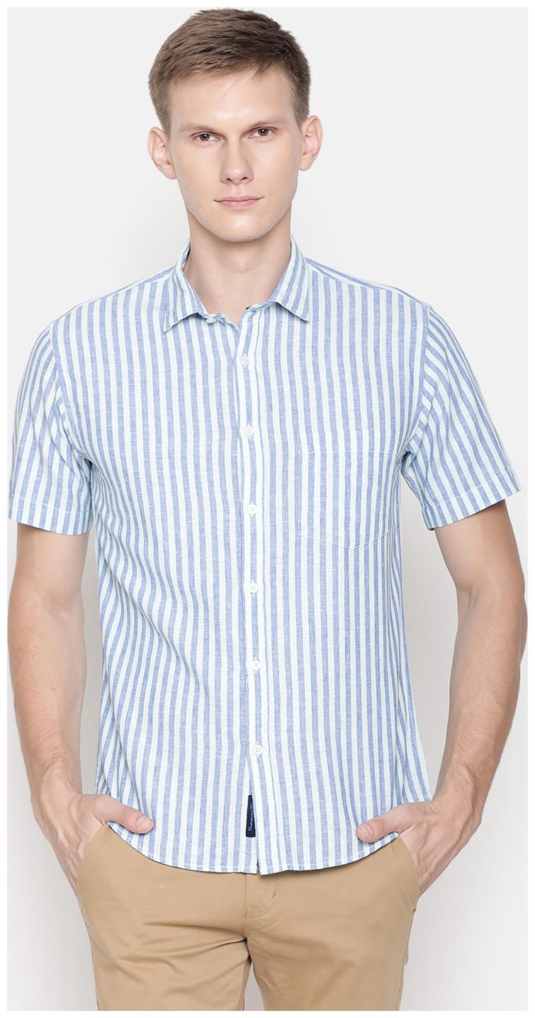 

Linen Club Men Blue Vertical Stripes Regular Fit Casual Shirt