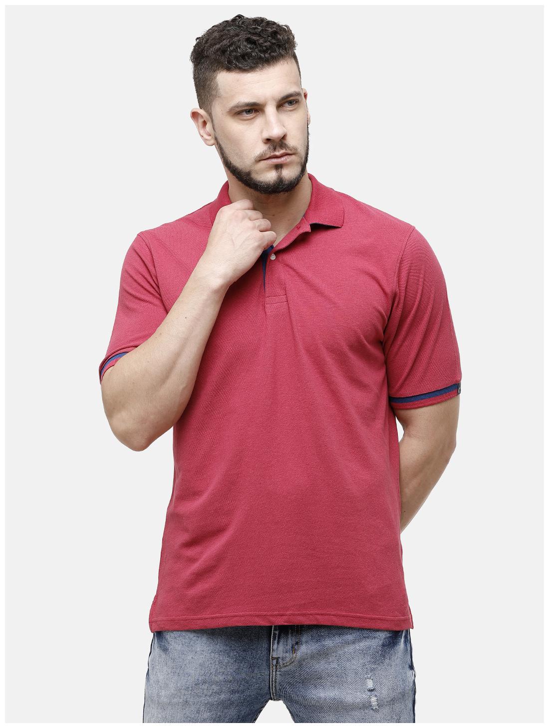 

Linen Club Men Red Regular fit Linen Polo collar T-Shirt - Pack Of 1