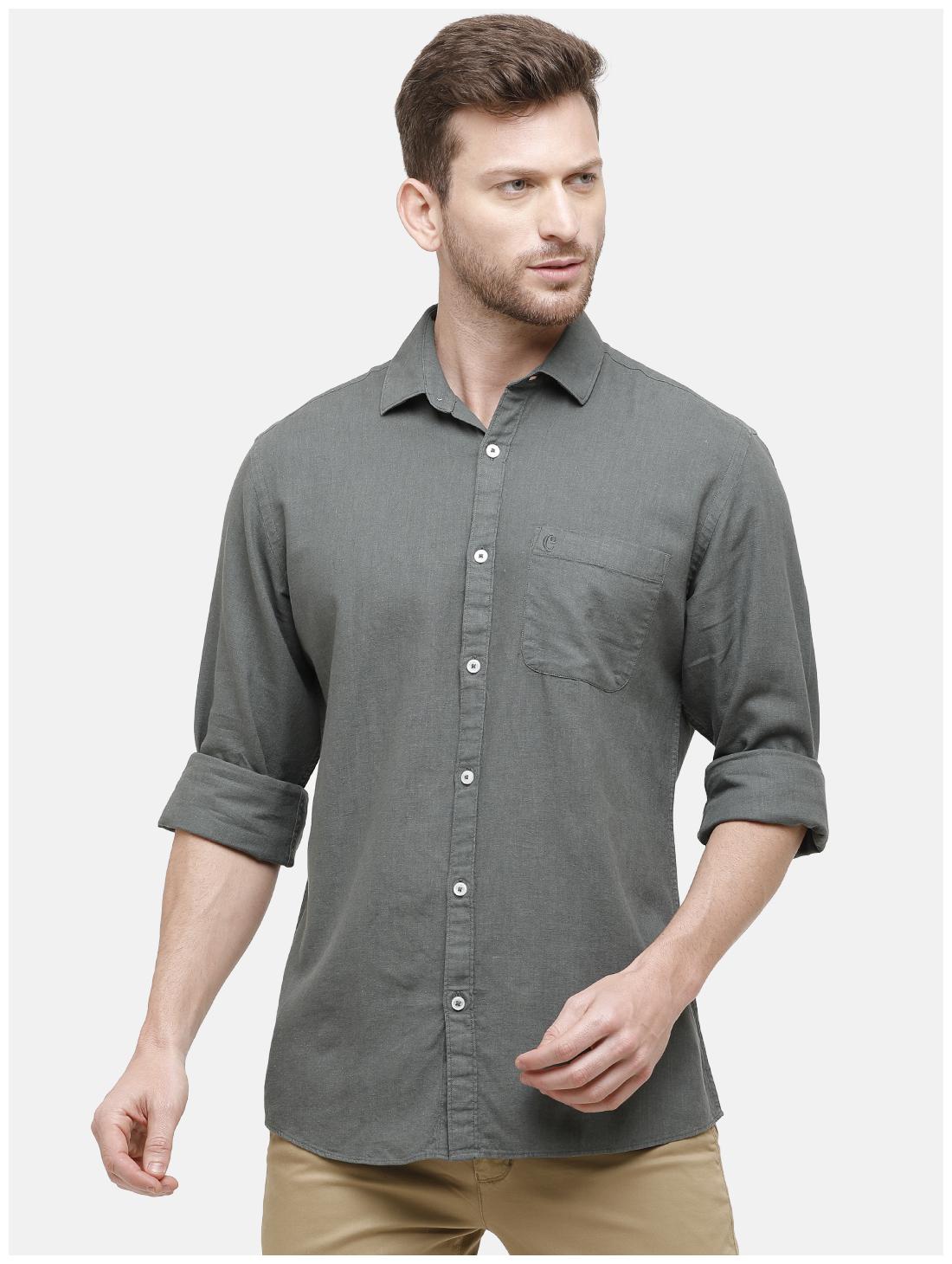 

Linen Club Men Grey Solid Regular Fit Casual Shirt