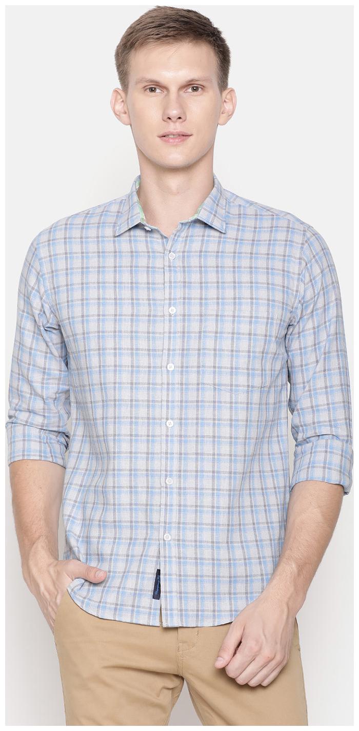 

Linen Club Men Grey Checked Regular Fit Casual Shirt