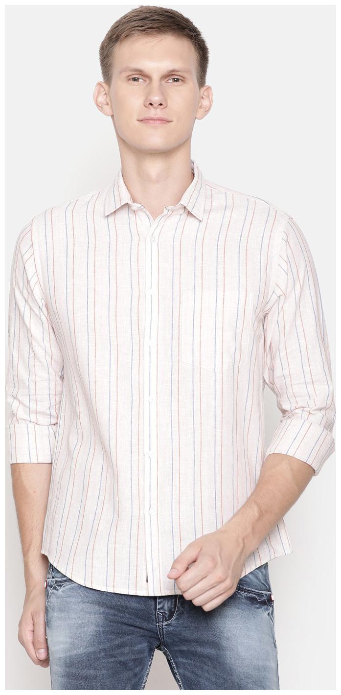 

Linen Club Men White Vertical Stripes Regular Fit Casual Shirt