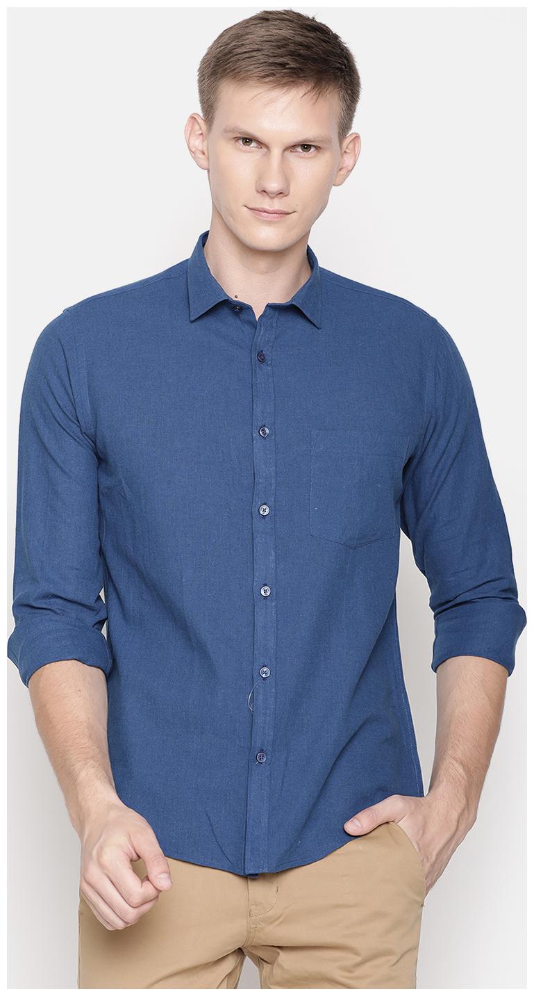 

Linen Club Men Blue Solid Regular Fit Casual Shirt