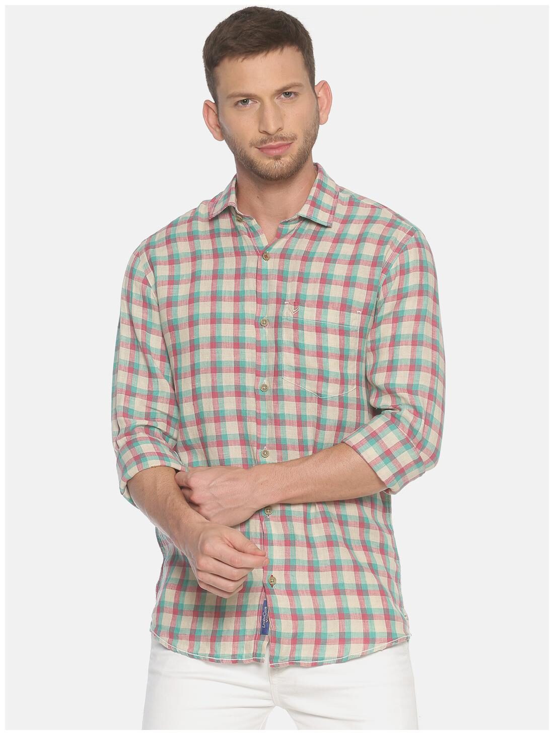 

Linen Club Men Multi Checked Regular Fit Casual Shirt