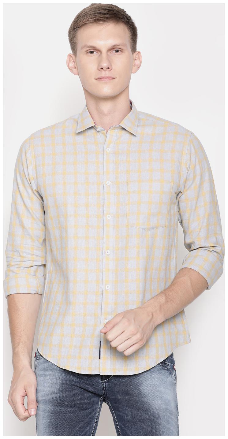 

Linen Club Men Beige Checked Regular Fit Casual Shirt