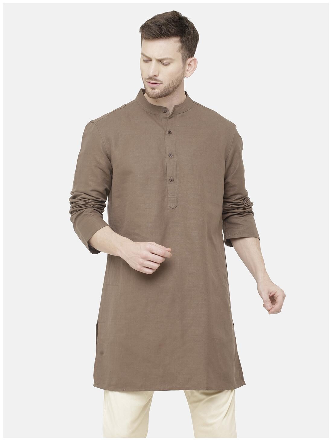 

Linen Club Men Brown Regular Fit Kurta