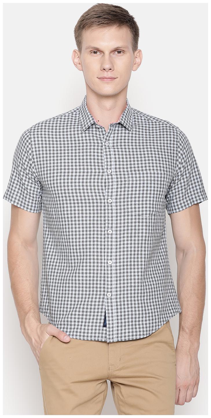 

Linen Club Men Grey Checked Regular Fit Casual Shirt