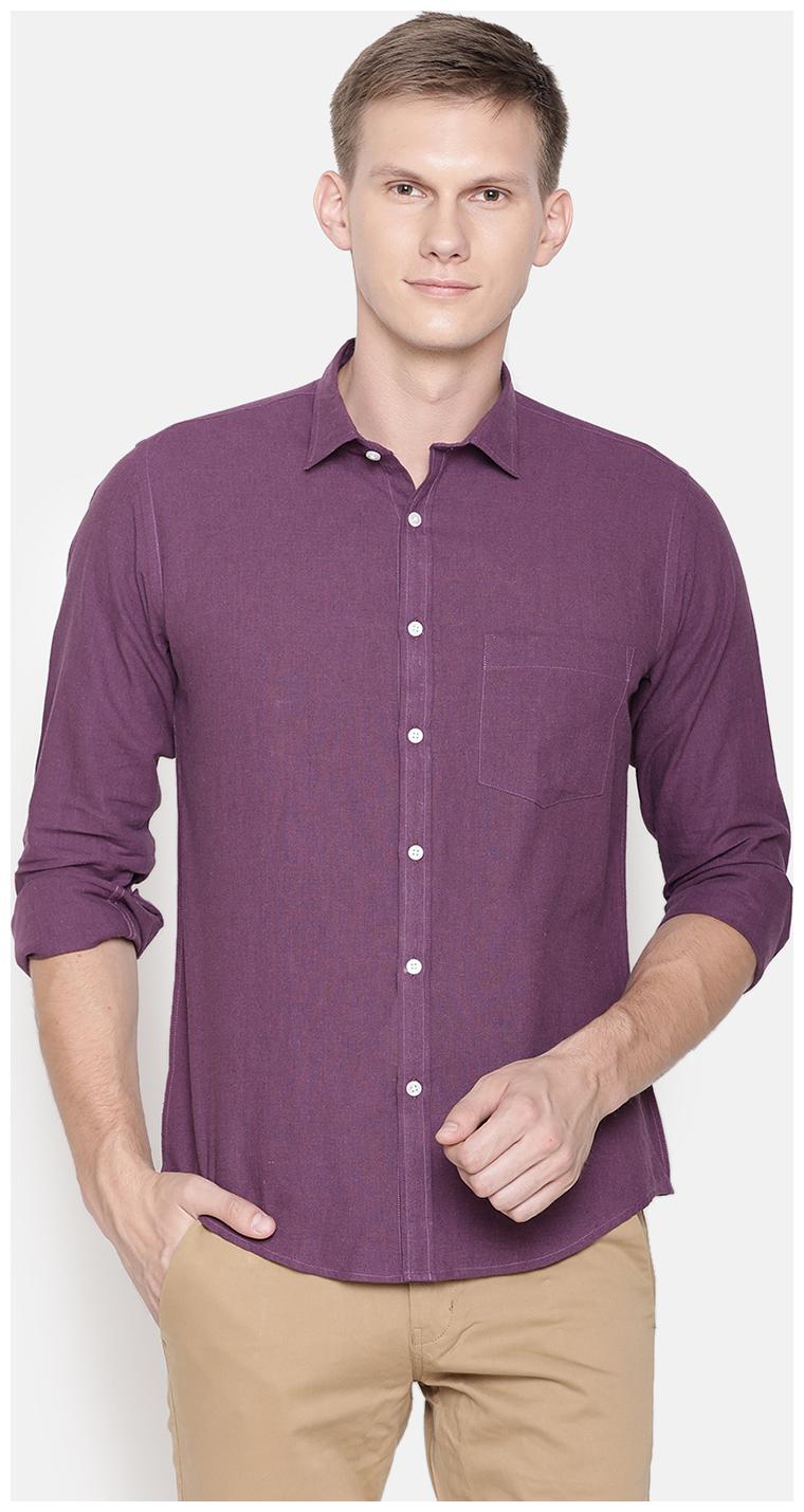 

Linen Club Men Purple Solid Regular Fit Casual Shirt