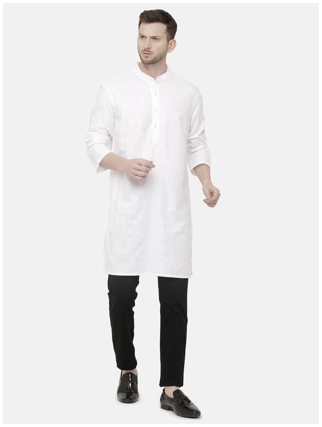 

Linen Club Men White Regular Fit Kurta