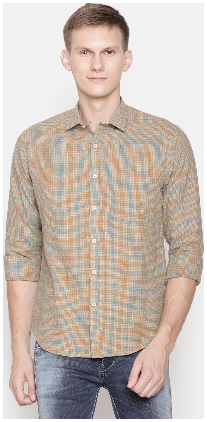 

Linen Club Men Brown Checked Regular Fit Casual Shirt