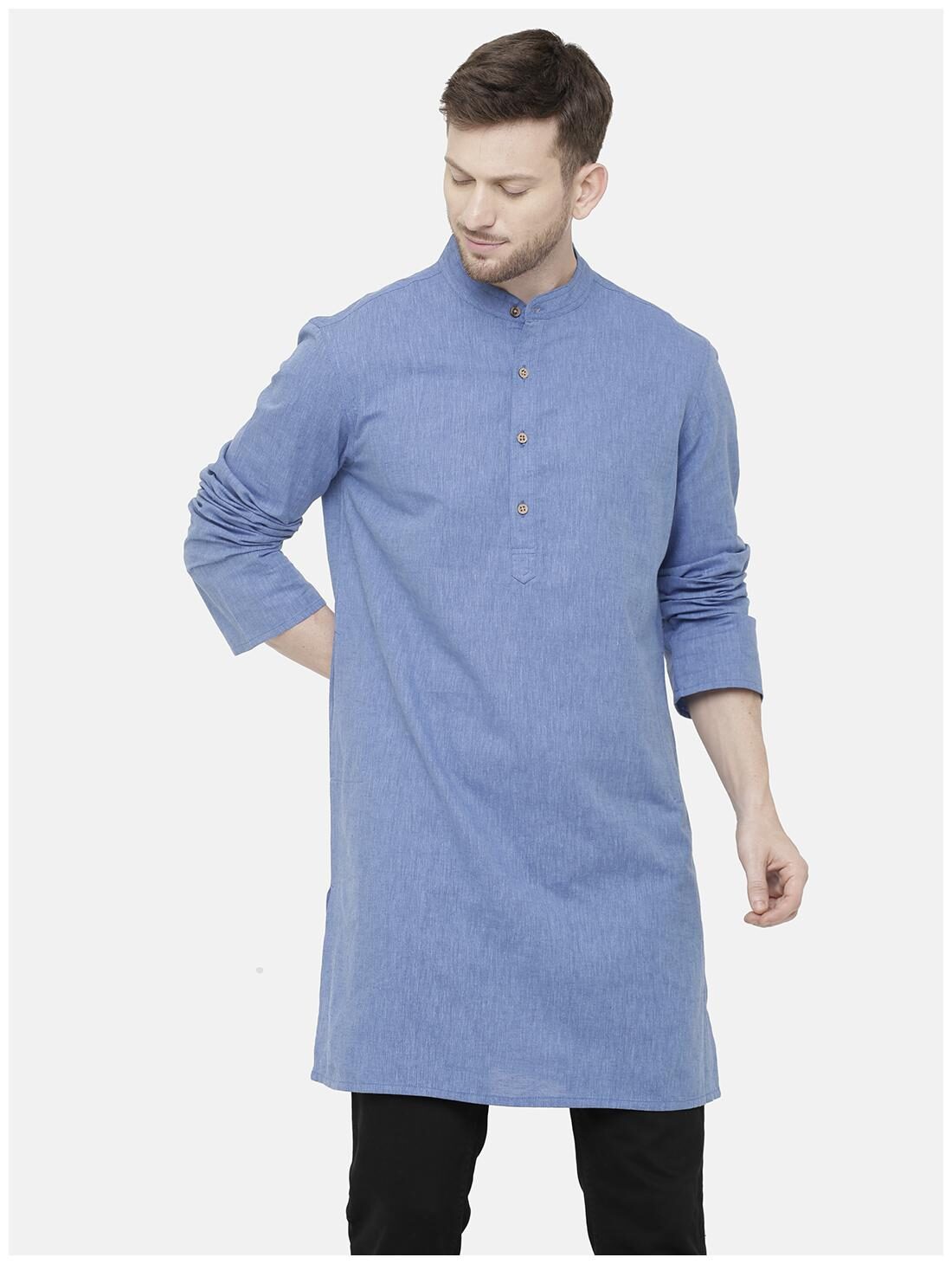 

Linen Club Men Blue Regular Fit Kurta