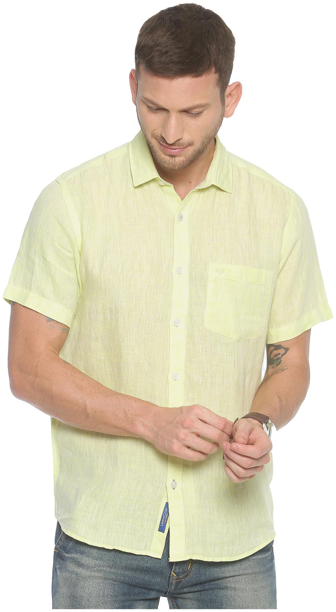 

Linen Club Men Green Solid Regular Fit Casual Shirt