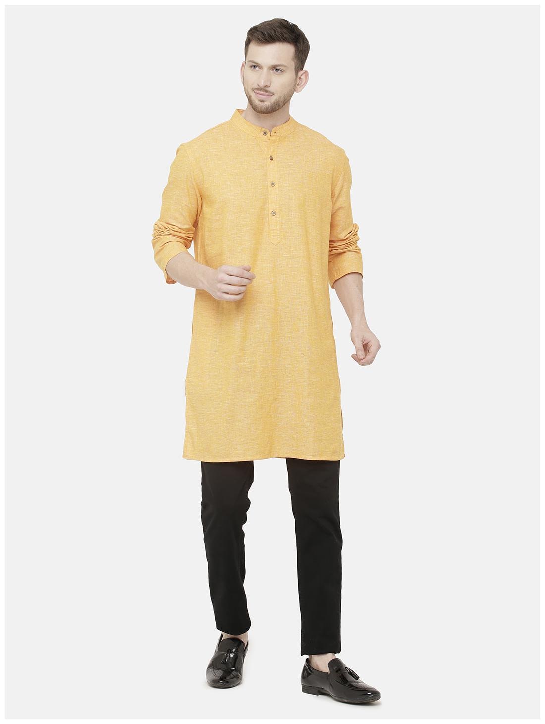 

Linen Club Men Yellow Regular Fit Kurta