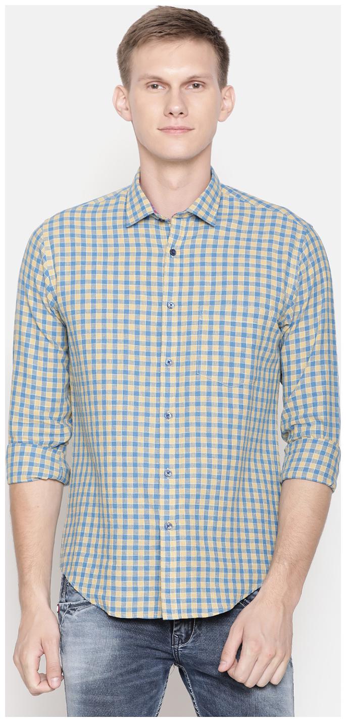 

Linen Club Men Blue Checked Regular Fit Casual Shirt