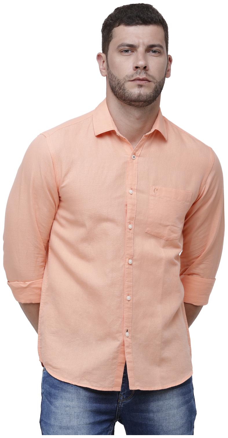 

Linen Club Men Peach Solid Regular Fit Casual Shirt