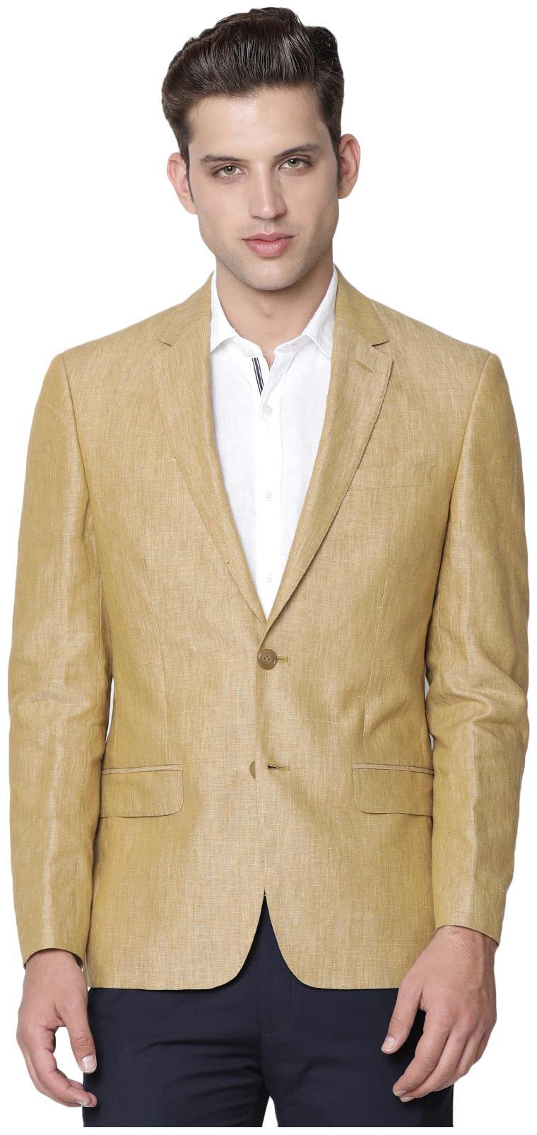 

Linen Club Men Linen Single Breasted Blazer Yellow