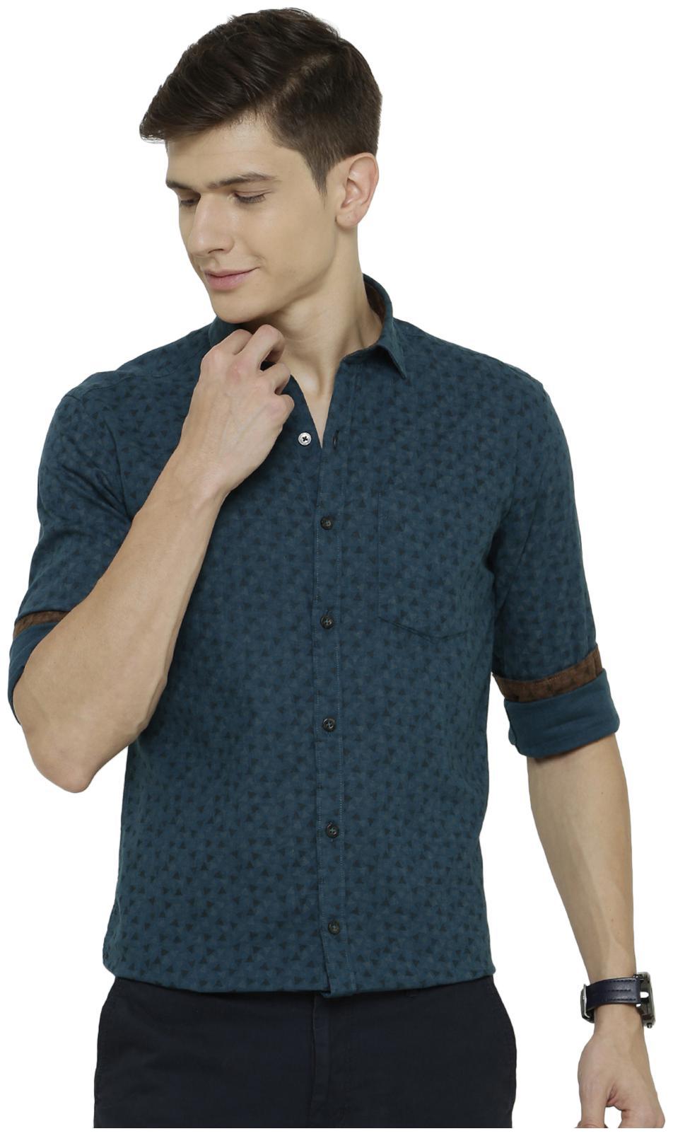 

Linen Club Men Blue Printed Regular Fit Casual Shirt