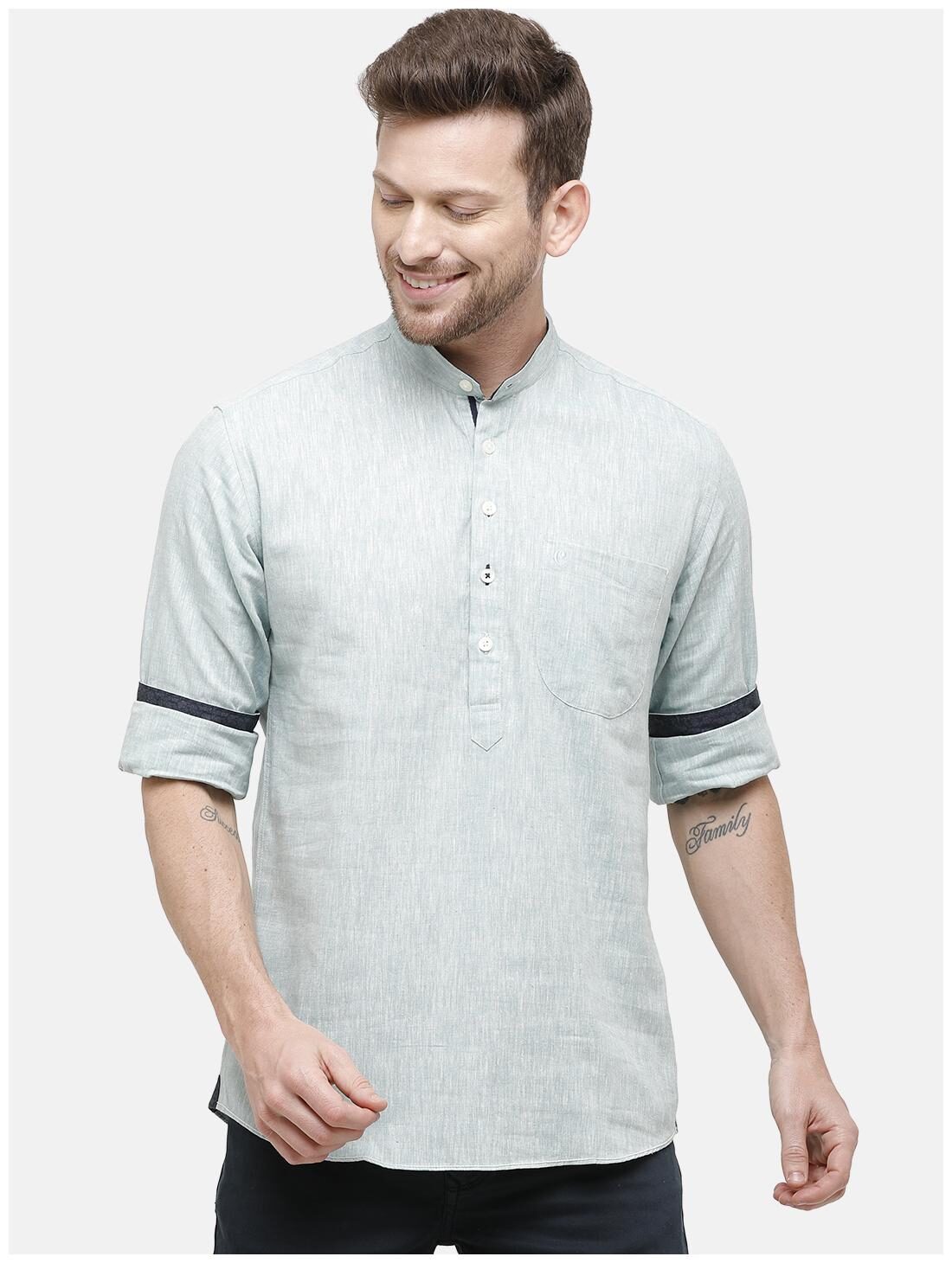 

Linen Club Men Blue Solid Regular Fit Casual Shirt