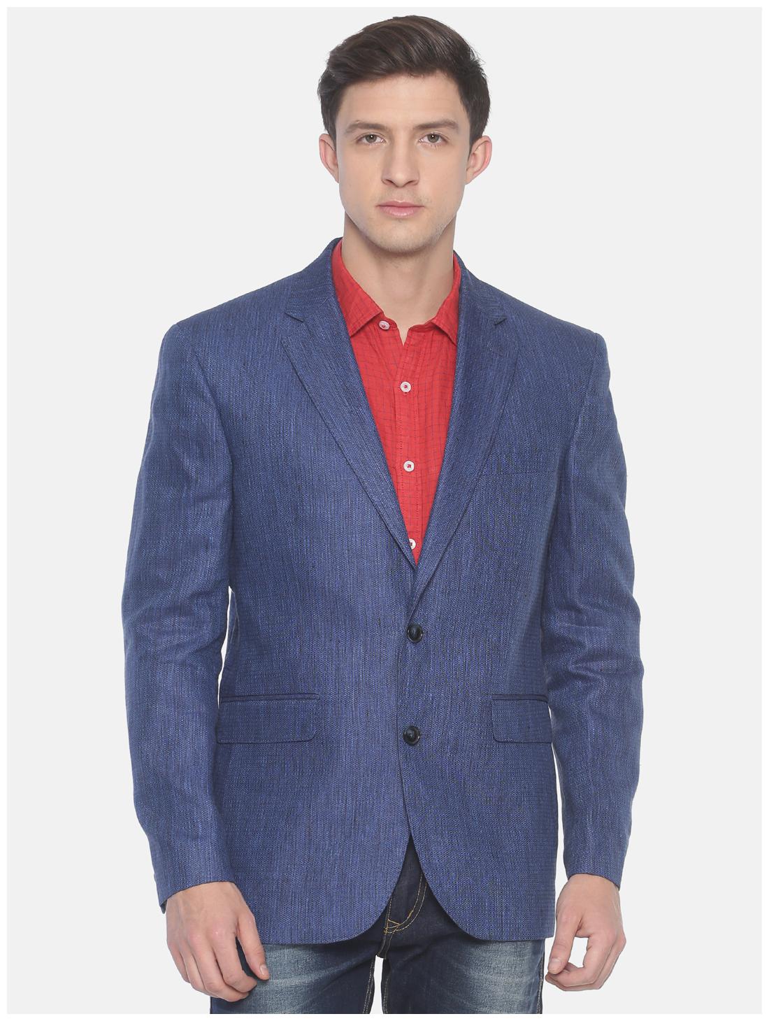 

Linen Club Men Navy blue Solid Regular fit Single Breasted Blazer