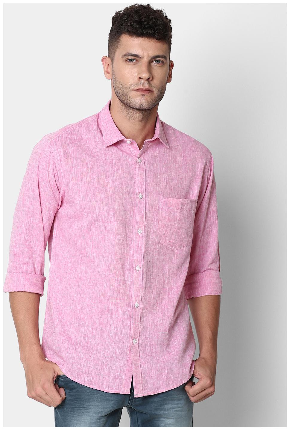 

Linen Club Men Pink Solid Regular Fit Casual Shirt