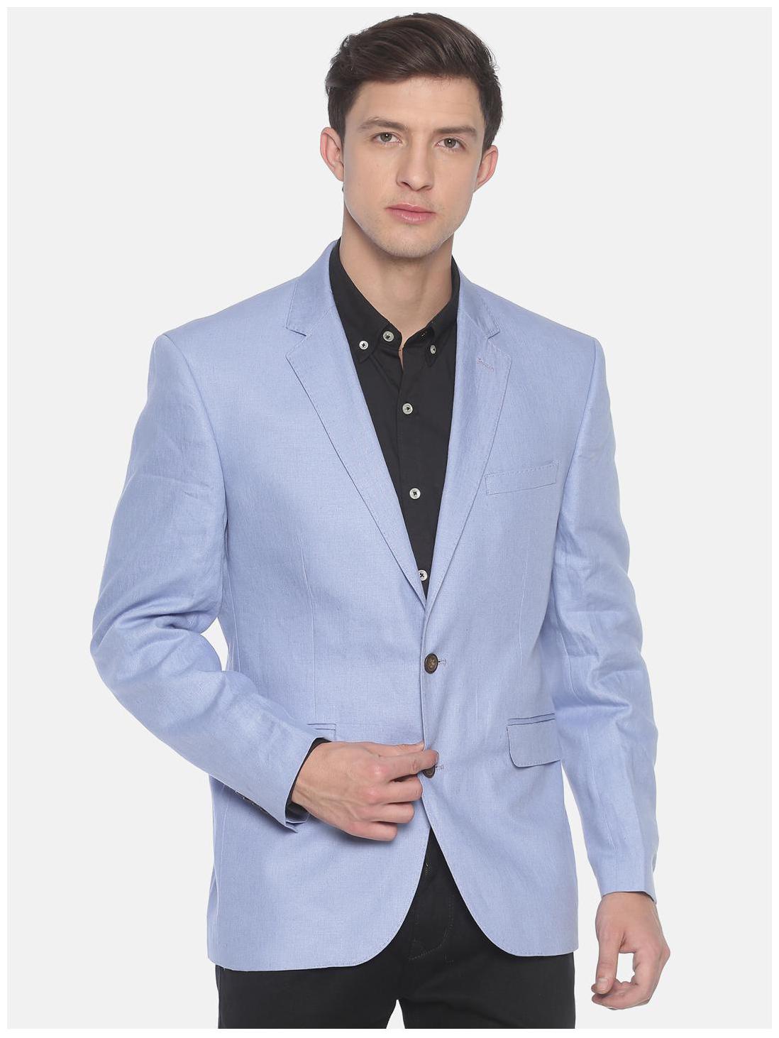 

Linen Club Men Blue Solid Regular fit Single Breasted Blazer