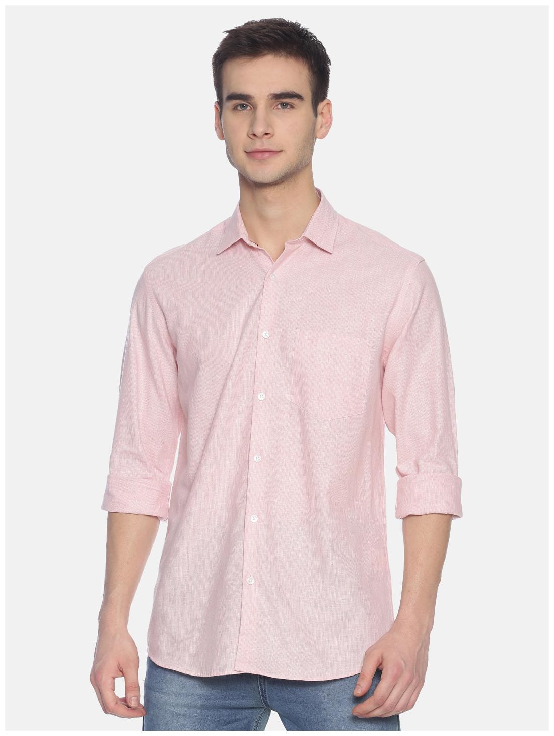 

Linen Club Men Pink Solid Regular Fit Casual Shirt