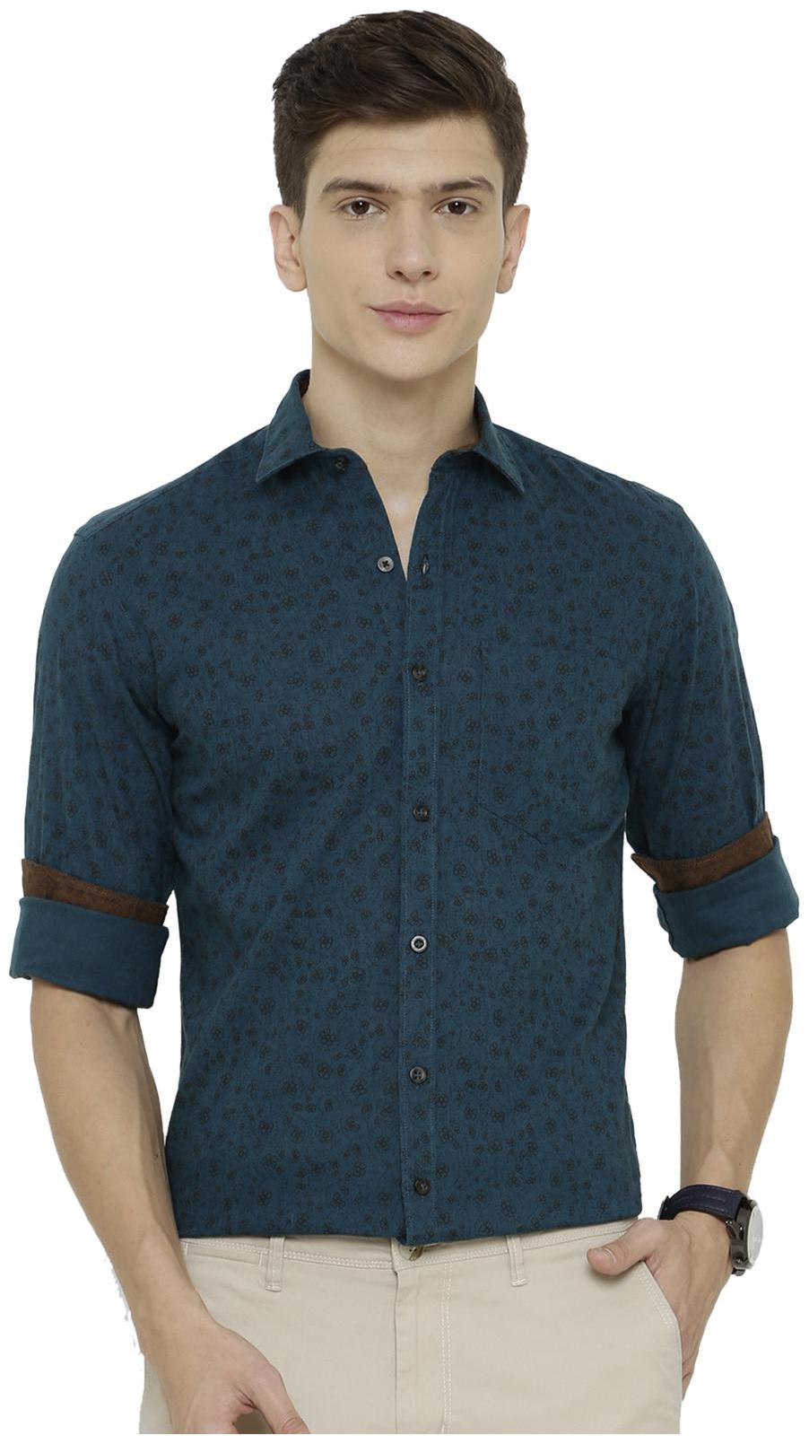 

Linen Club Men Blue Floral Regular Fit Casual Shirt