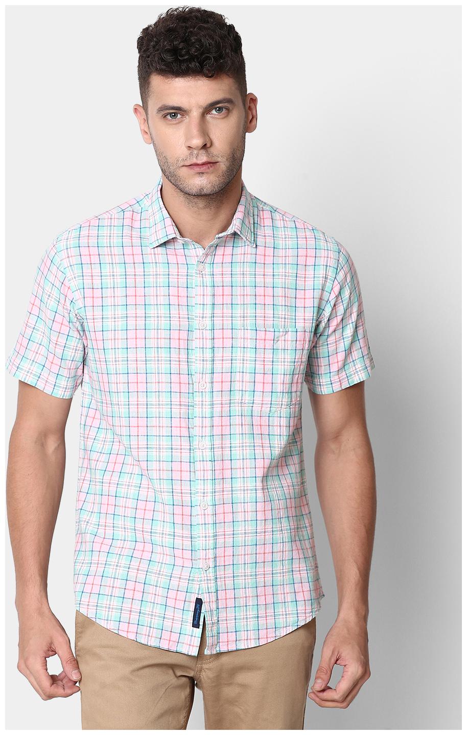 

Linen Club Men Regular Fit Casual Shirt Pink Turquoise