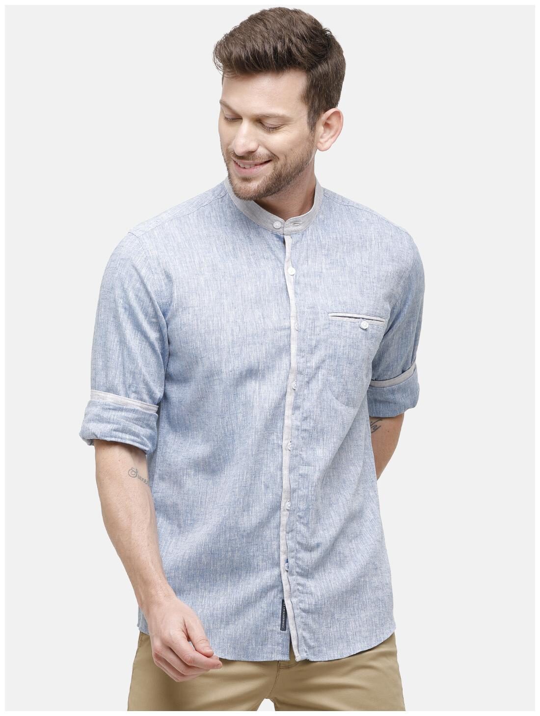 

Linen Club Men Blue Solid Regular Fit Casual Shirt