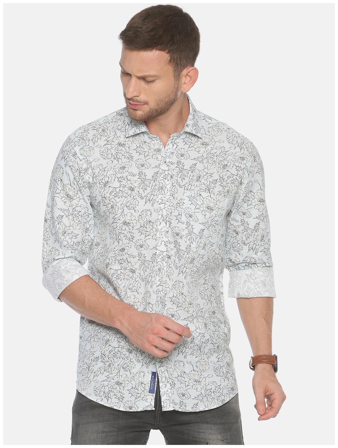 

Linen Club Men Blue Printed Regular Fit Casual Shirt