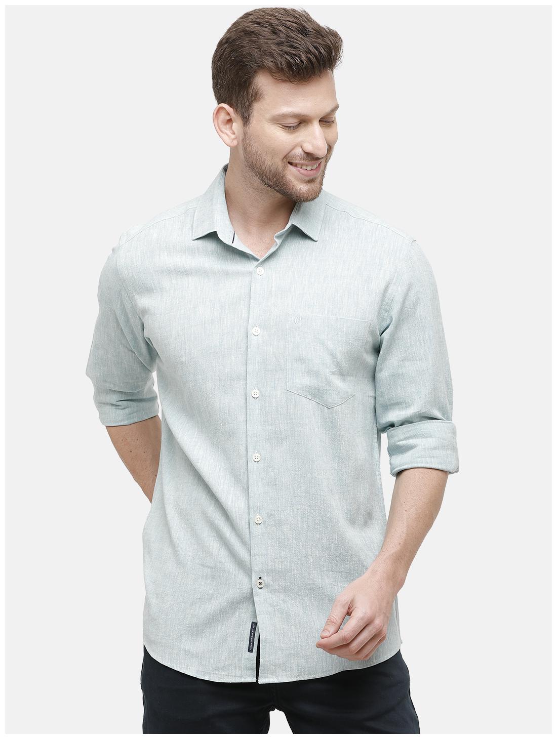 

Linen Club Men Blue Solid Regular Fit Casual Shirt