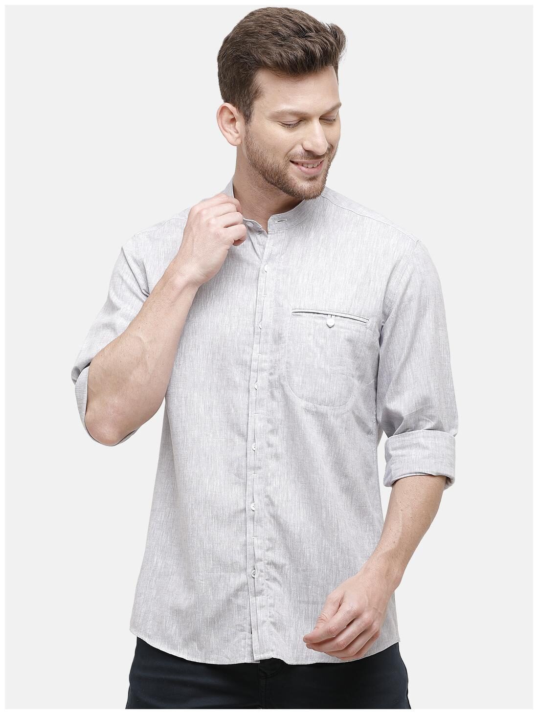 

Linen Club Men Grey Solid Regular Fit Casual Shirt