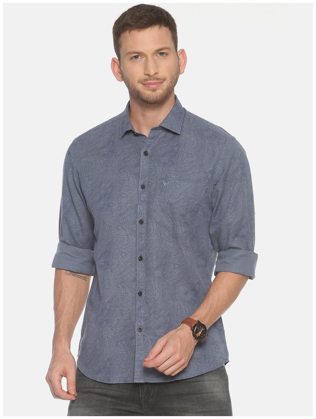 

Linen Club Men Grey Printed Regular Fit Casual Shirt