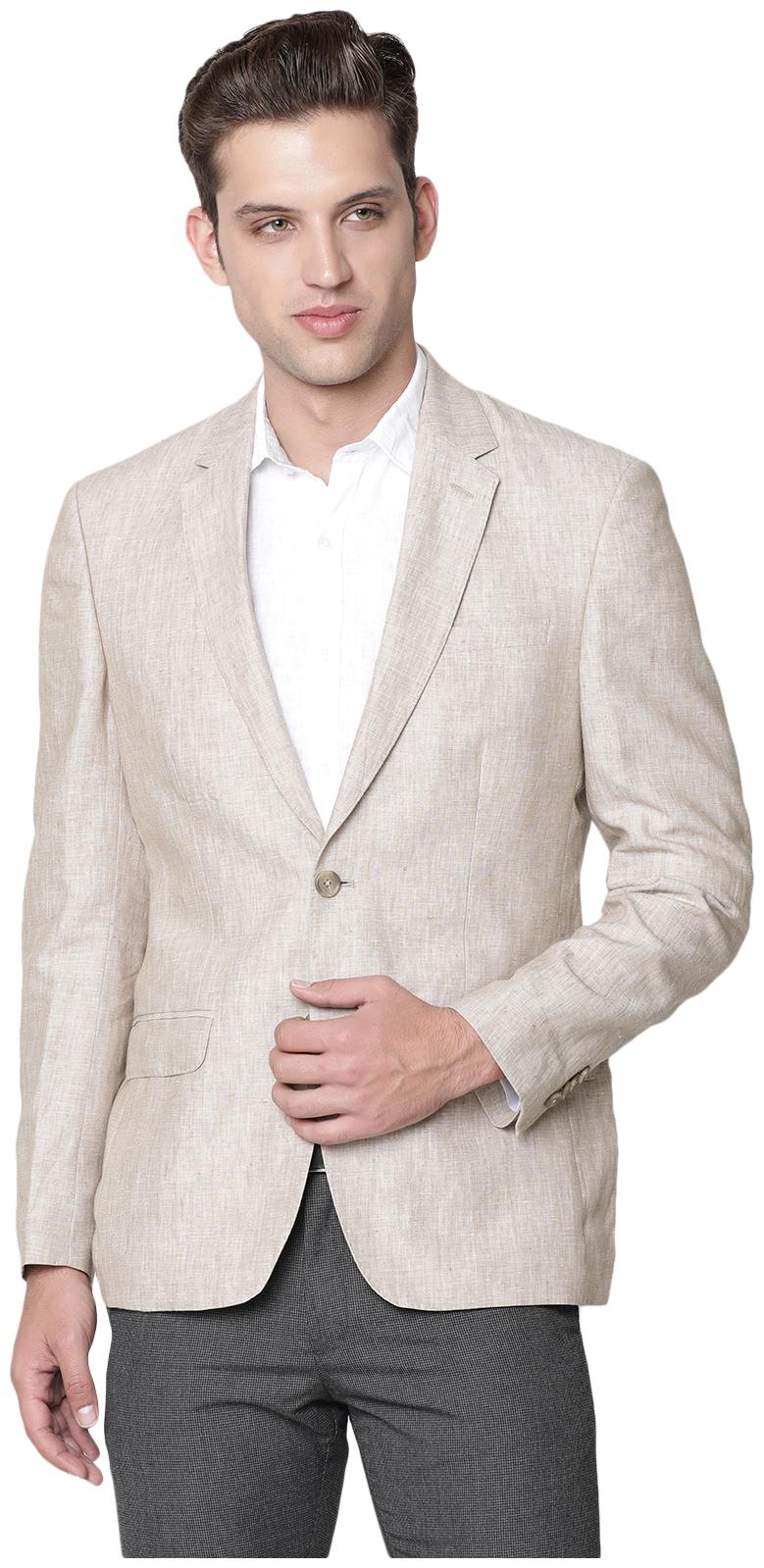 

Linen Club Men Linen Single Breasted Blazer Beige