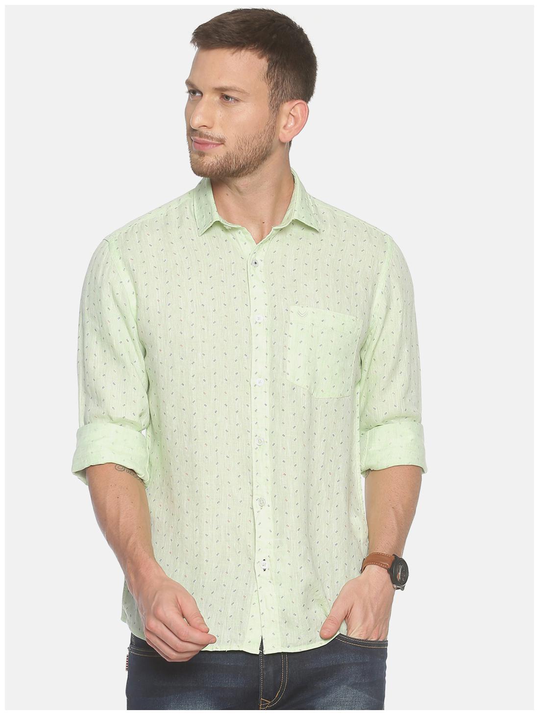 

Linen Club Men Green Printed Regular Fit Casual Shirt