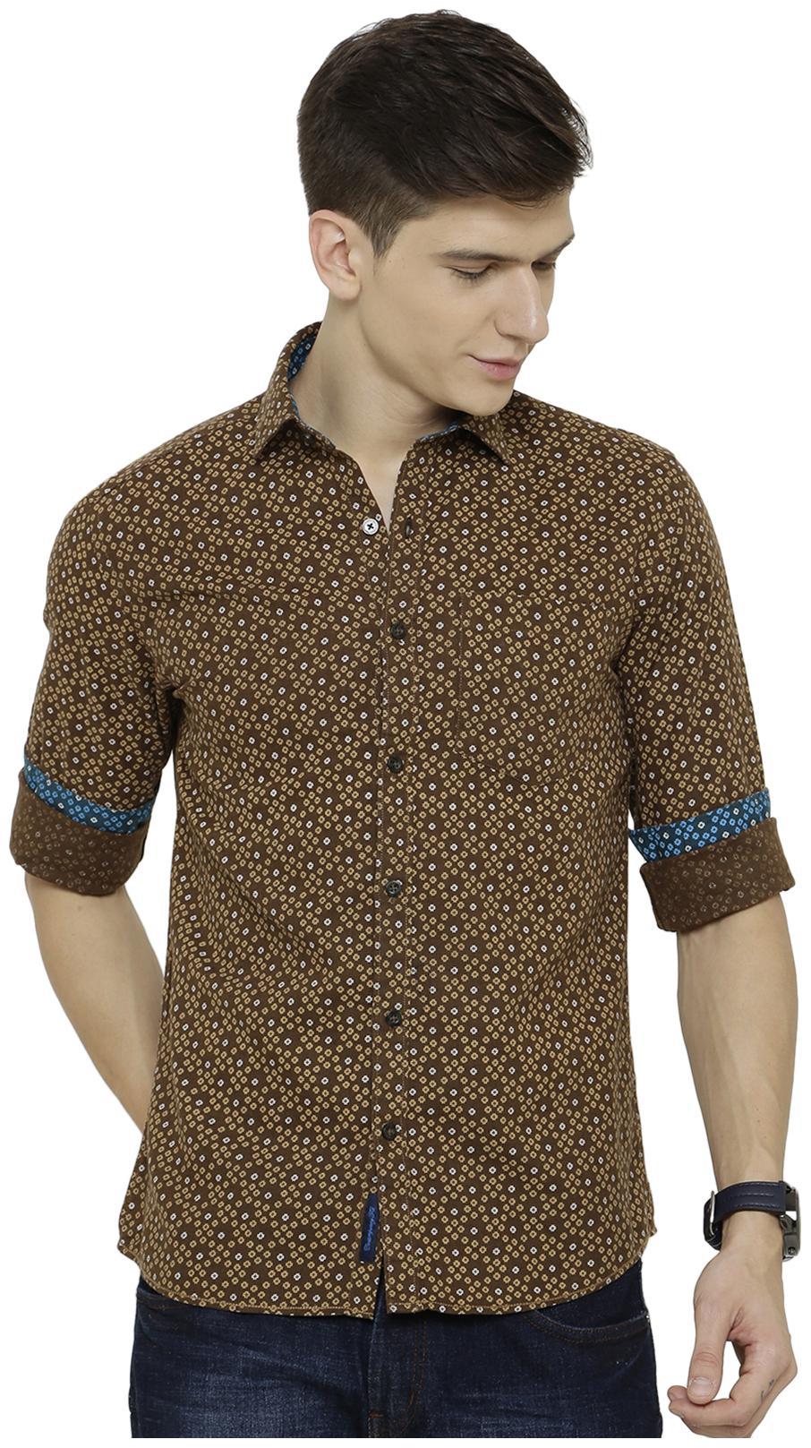 

Linen Club Men Brown Printed Regular Fit Casual Shirt