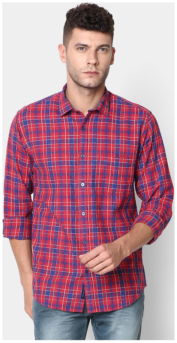 

Linen Club Men Pink Blue Checked Regular Fit Casual Shirt