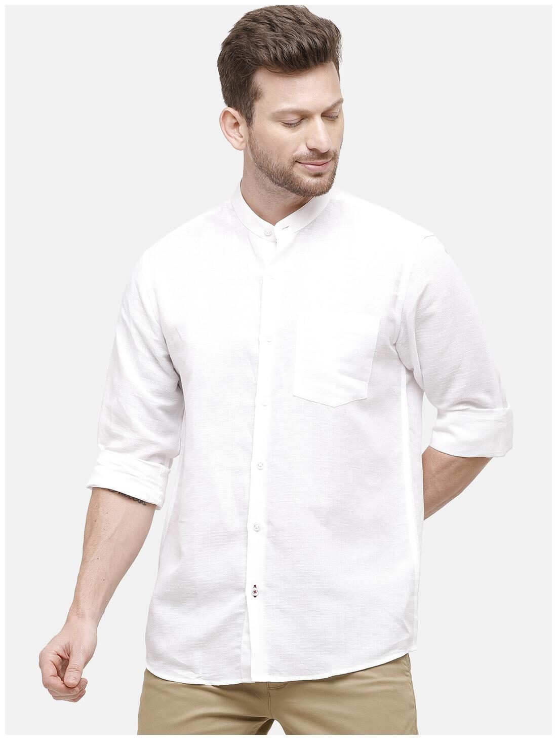 

Linen Club Men White Solid Regular Fit Casual Shirt