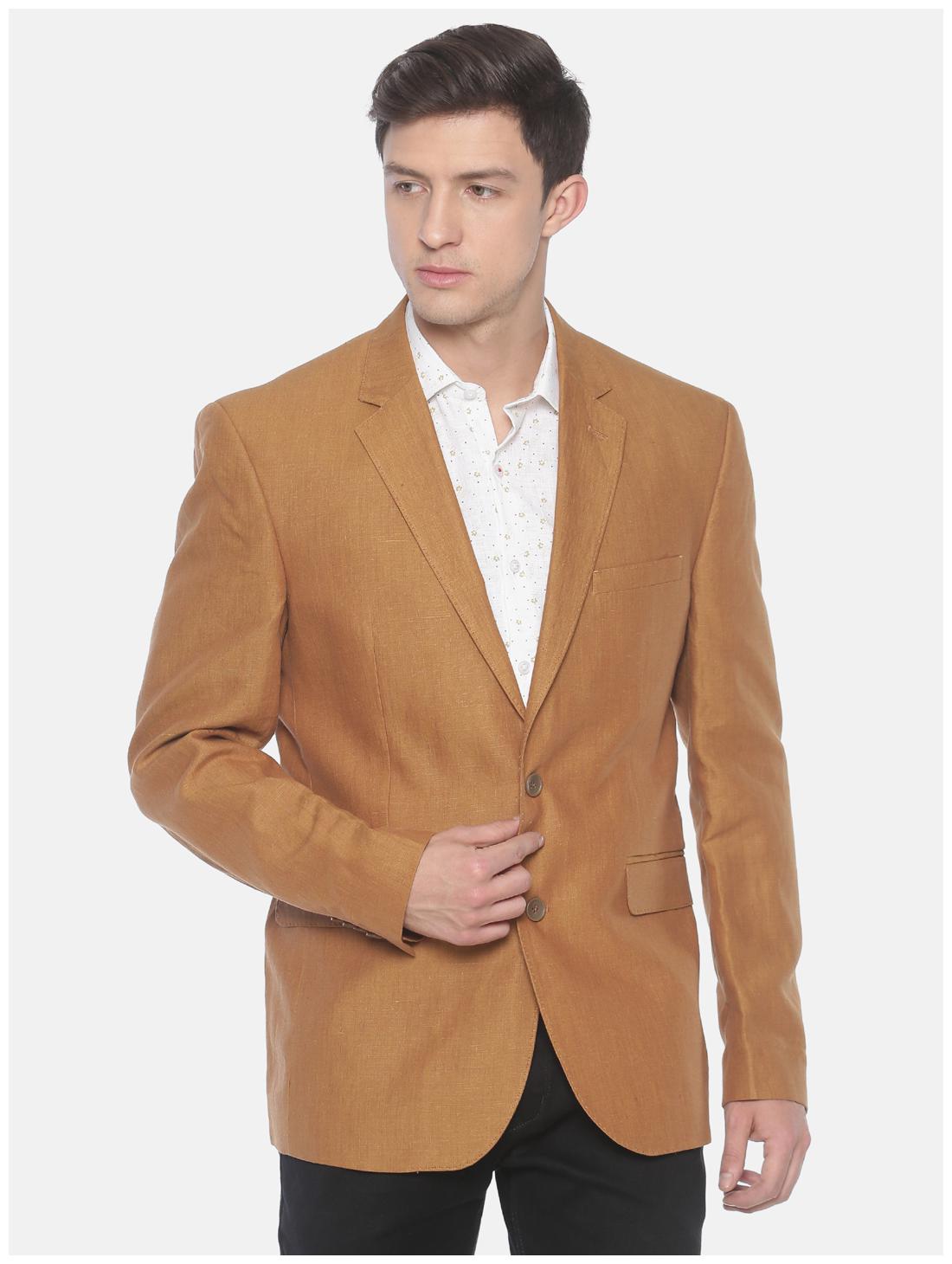 

Linen Club Men Brown Solid Regular fit Single Breasted Blazer