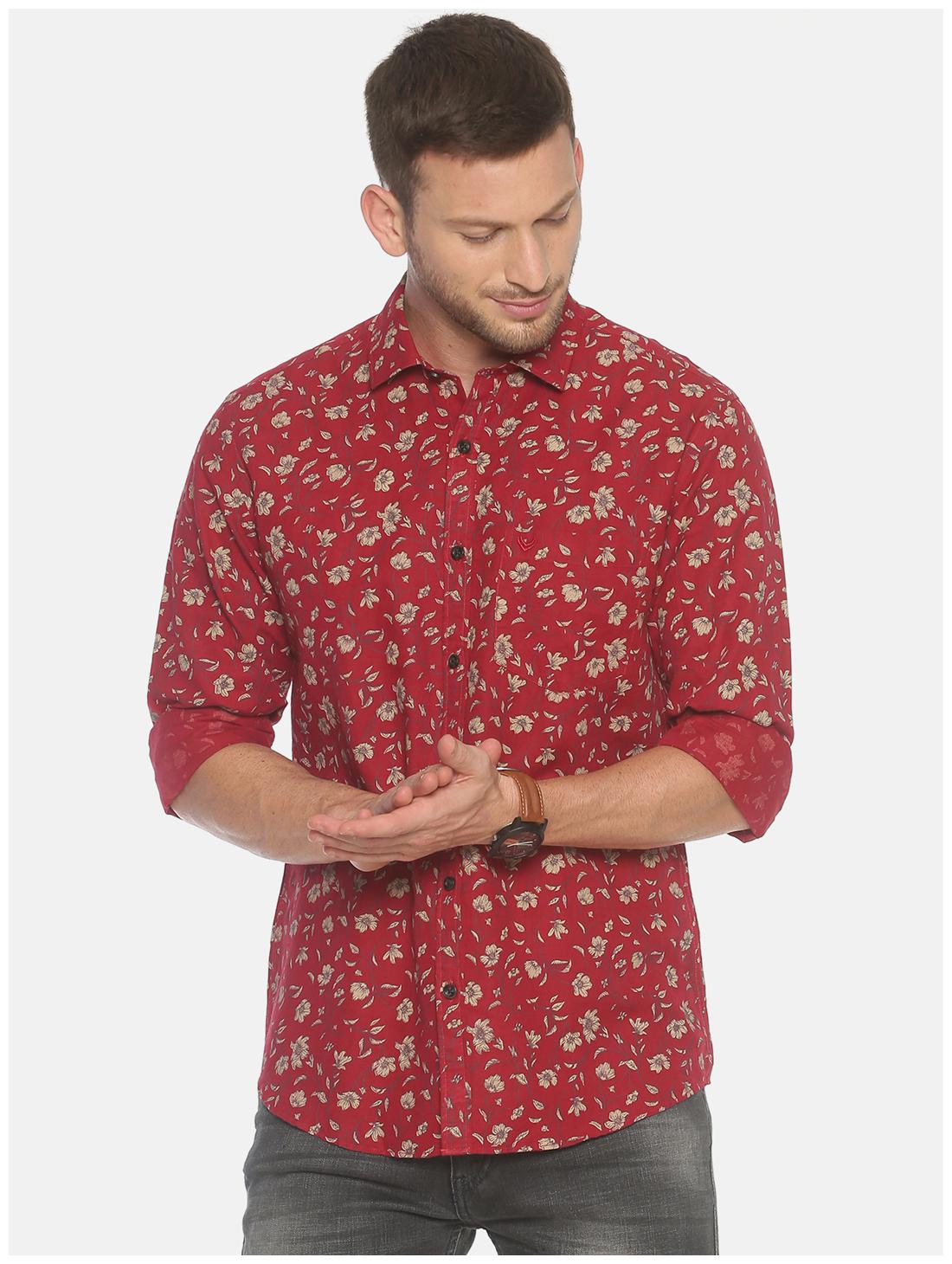 

Linen Club Men Red Printed Regular Fit Casual Shirt