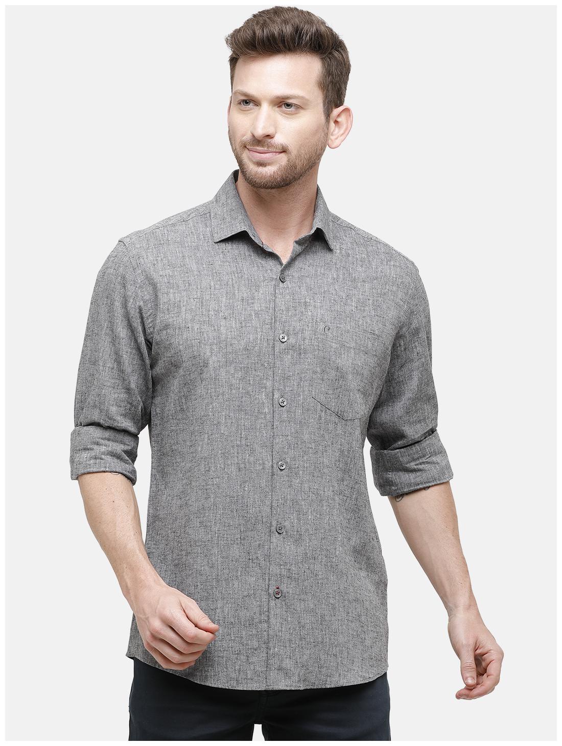 

Linen Club Men Grey Solid Regular Fit Casual Shirt