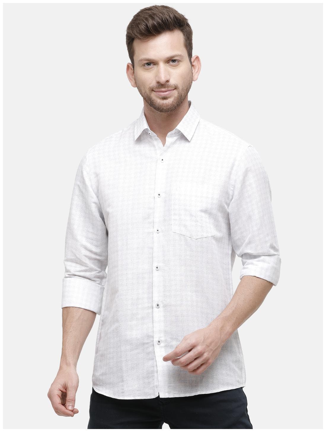 

Linen Club Men White Checked Regular Fit Casual Shirt