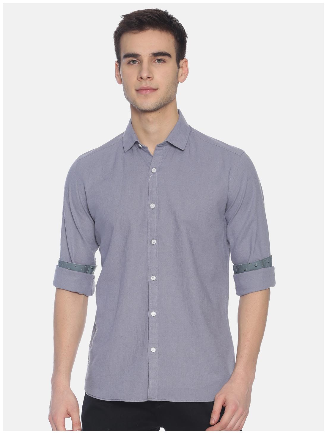 

Linen Club Men Grey Solid Regular Fit Casual Shirt