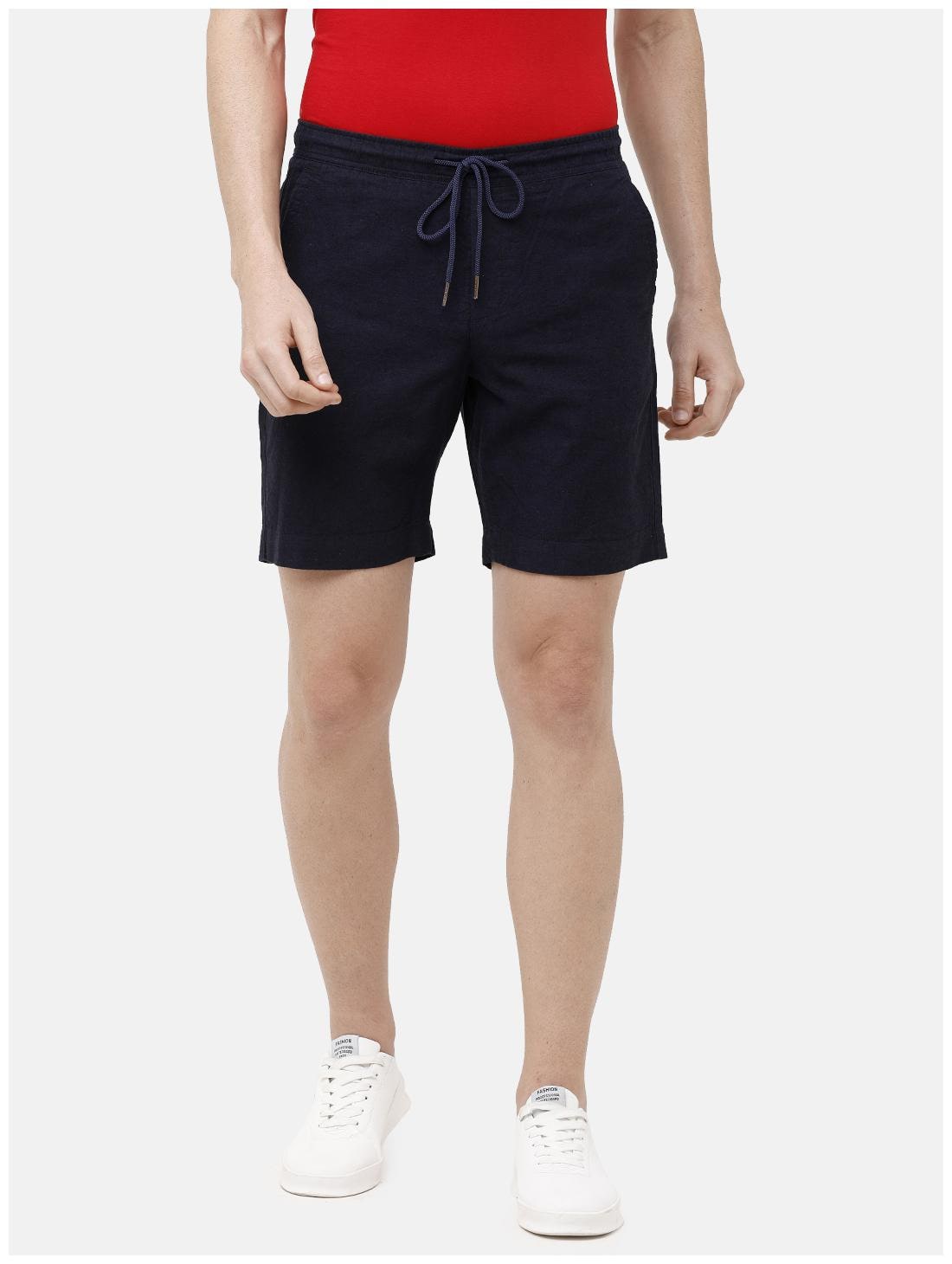 

Linen Club Men Navy Blue Slim Fit Regular Shorts