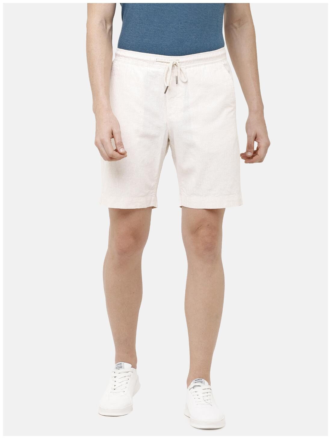 

Linen Club Men White Slim Fit Regular Shorts