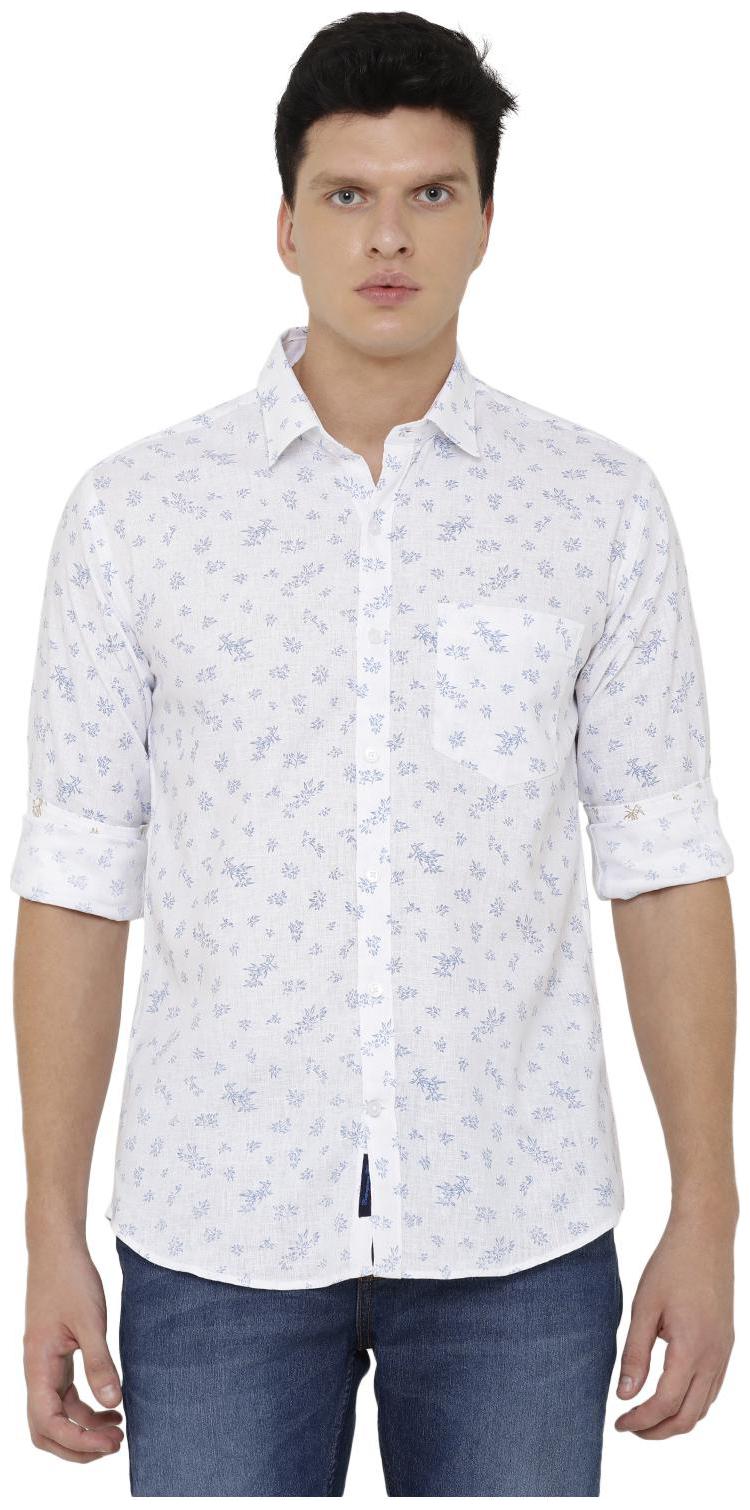 

Linen Club Men White Printed Regular Fit Casual Shirt