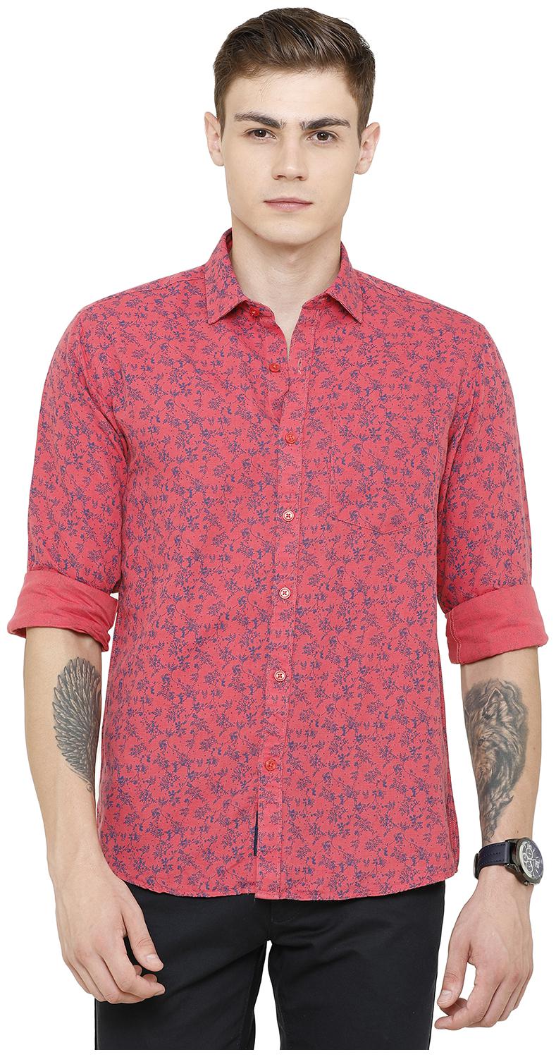 

Linen Club Men Pink Floral Regular Fit Casual Shirt